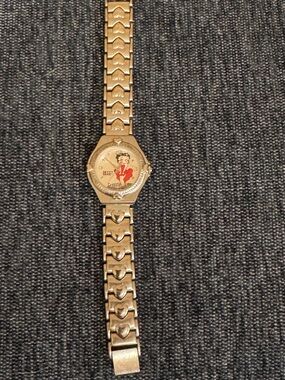 Women's Silver-Tone Betty Boop Character Watch with Red Accent
